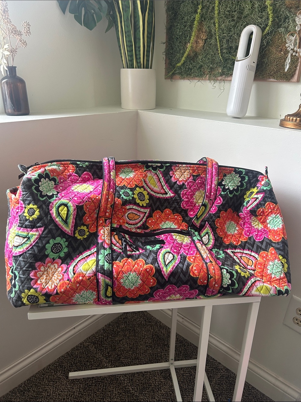 Vera Bradley Black Floral Quilted Duffel Bag - Multicolor